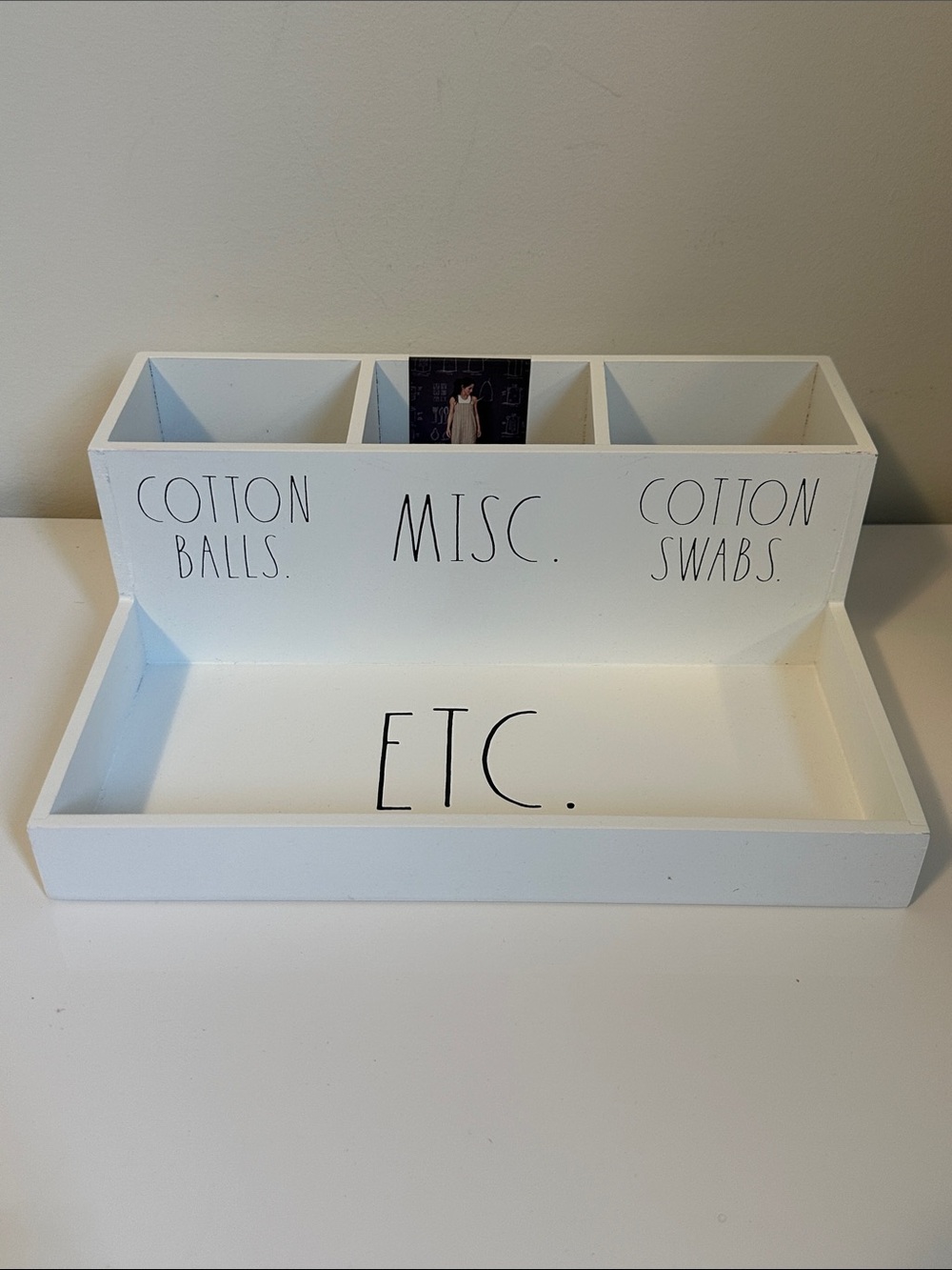 Rae Dunn White Bathroom Organizer Caddy - Cotton Balls, Swabs & Misc.